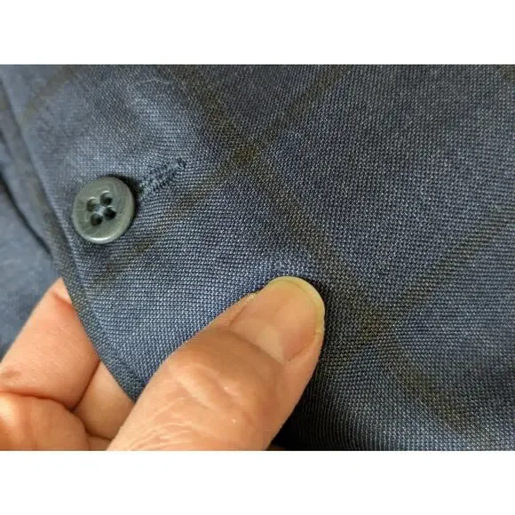 Zanella Dress Pants Mens 33 Blue-401 Plaid Wool TODD 111184 Flat Front Business - Picture 8 of 10